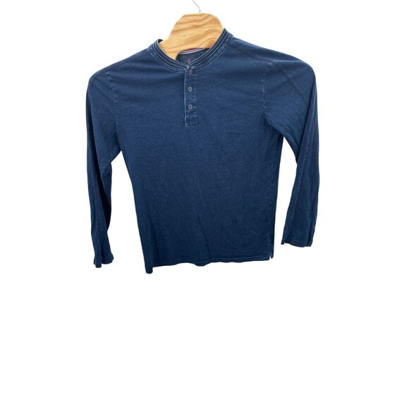 Boden Henley Size Small Men's Long Sleeve Blue Button Neck - Picture 2 of 5